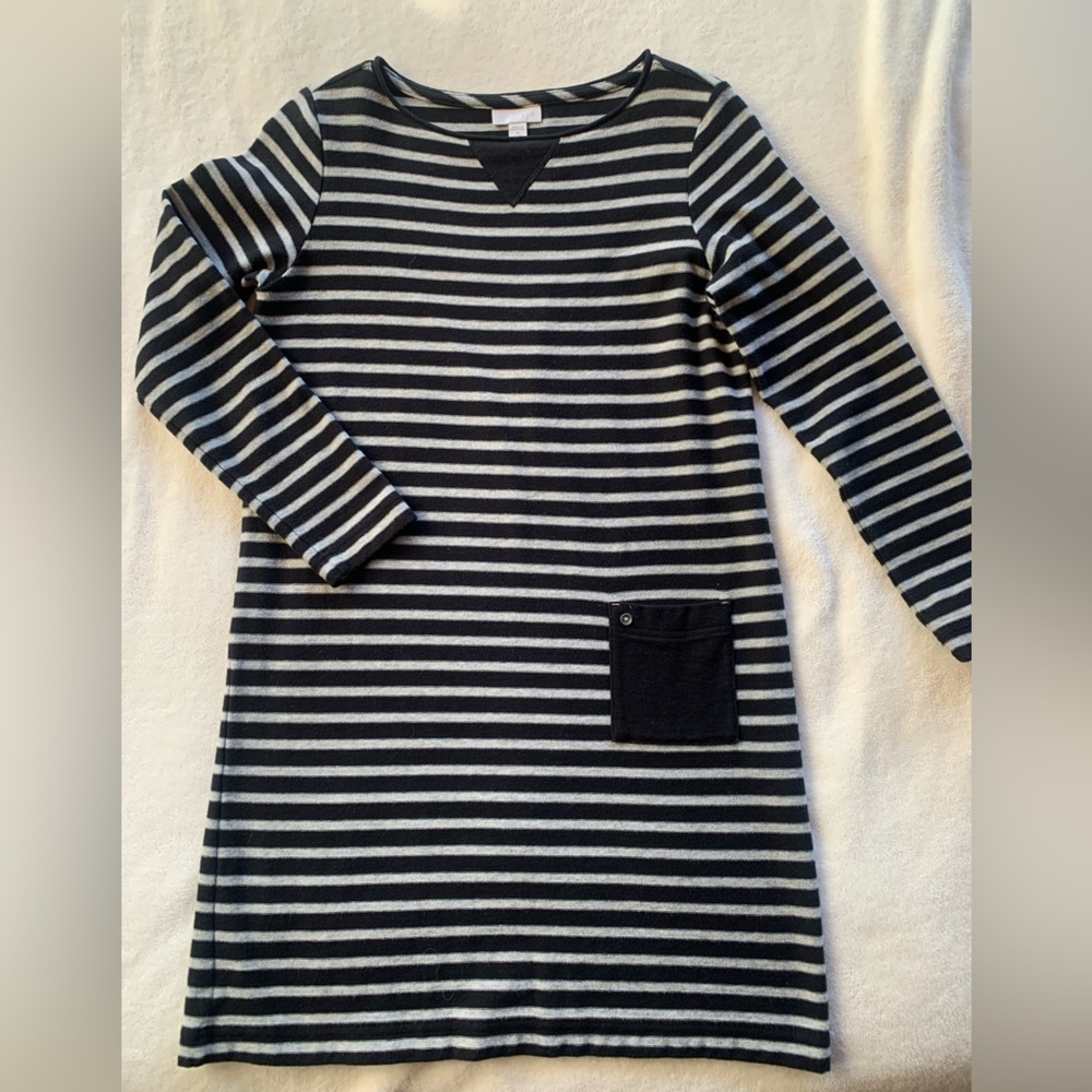 J Jill Black and Grey Long Sleeved A-Line Dress XS